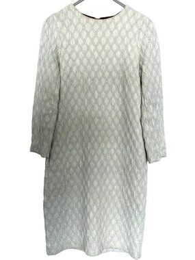 DRIES VAN NOTEN off-white knee-length dress, matelassé w sparkle, size small